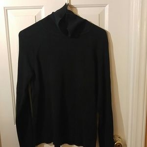 Pleated elegant black turtleneck